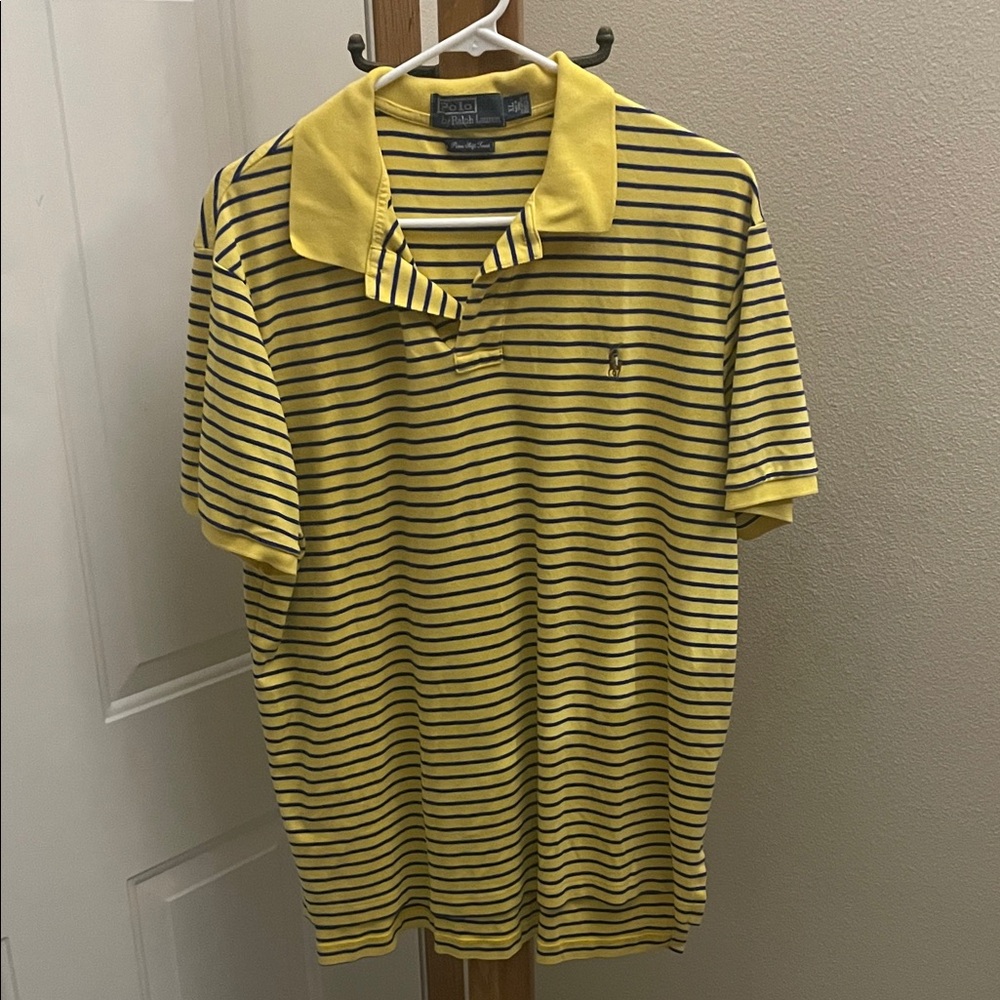 Polo by Ralph Lauren Yellow and Royal Blue Striped Polo Shirt